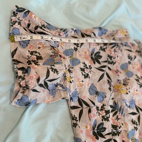 Lemire G Women’s Sz: M Linen Floral Butterfly Flutter Bell Sleeve Top. - Picture 5 of 12